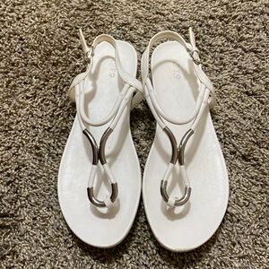 White Sandals with Silver Accents - Apt. 9